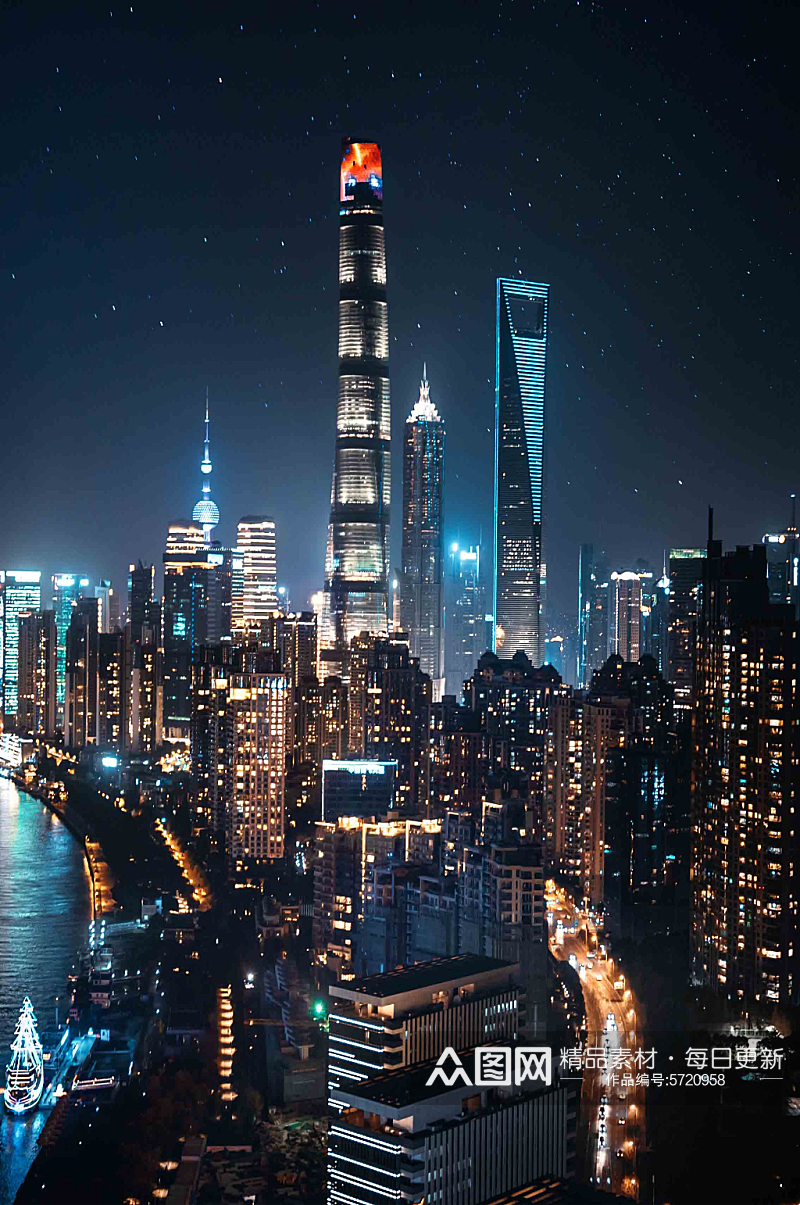 上海城市建筑夜景摄影图片素材
