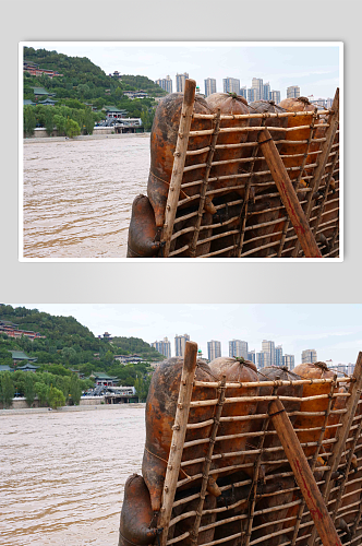 摄影图片甘肃兰州黄河羊皮筏