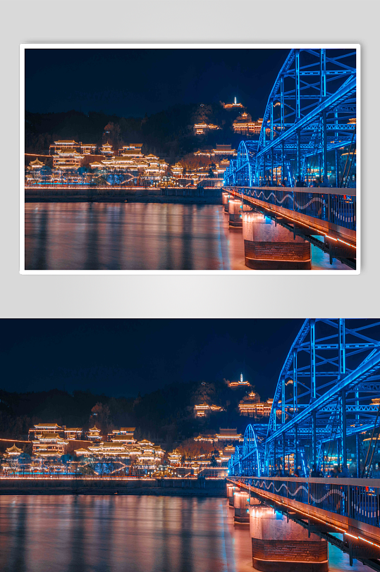摄影图片兰州中山桥夜景