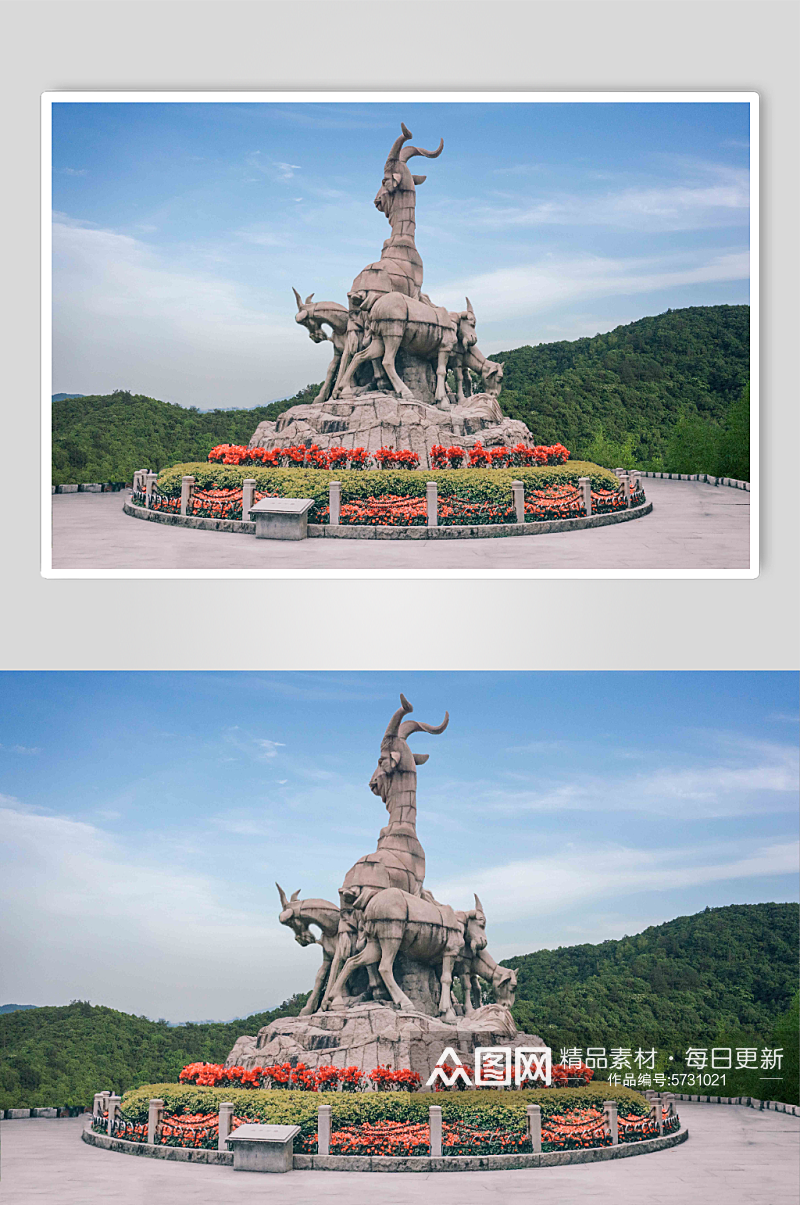 摄影图片广州代表景点五羊雕塑素材