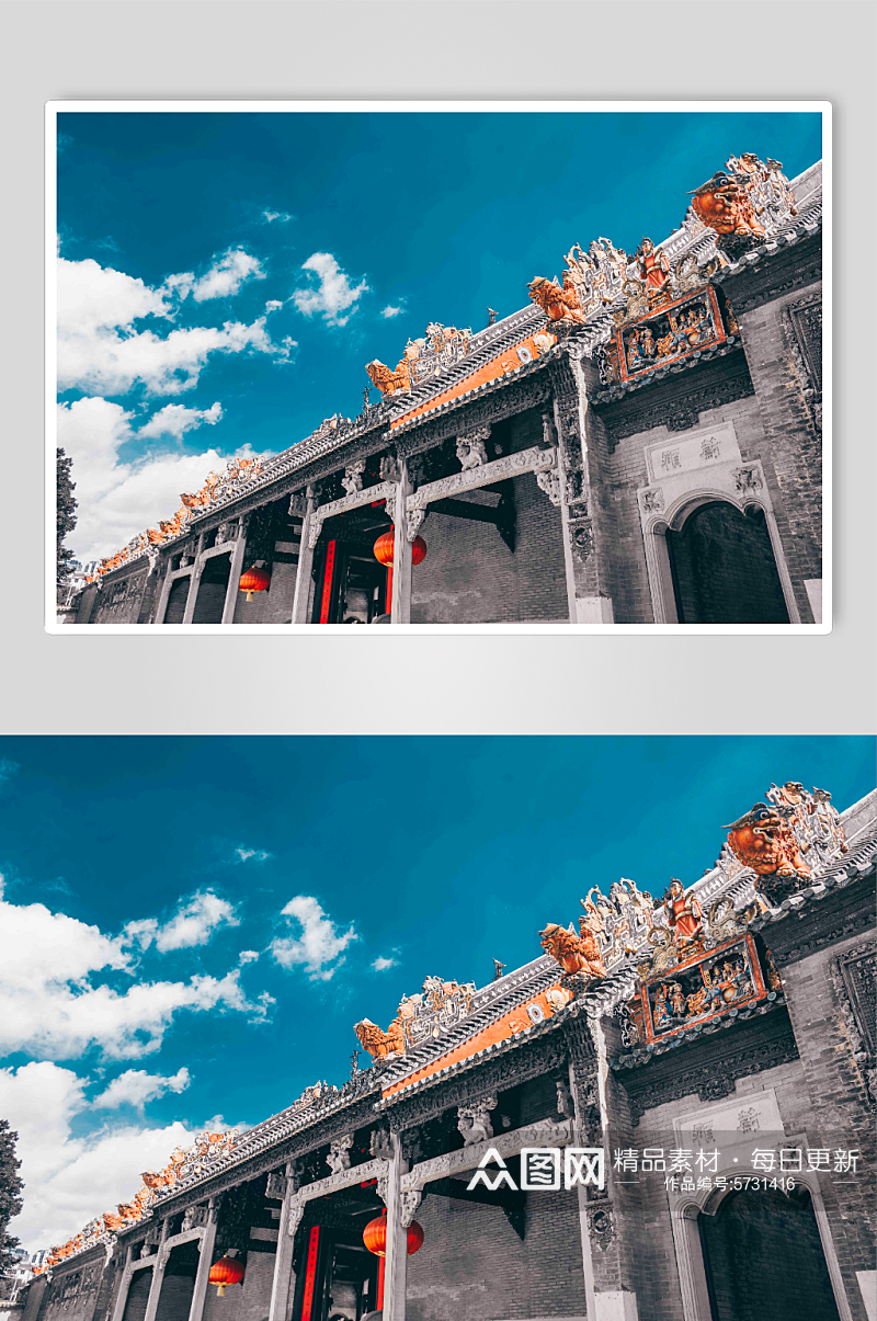 摄影图片岭南建筑代表广州陈家祠砖雕素材