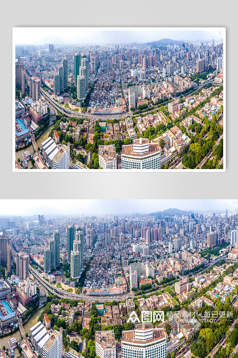 摄影图片全景航拍广州沙面公园荔湾区城市建筑素材