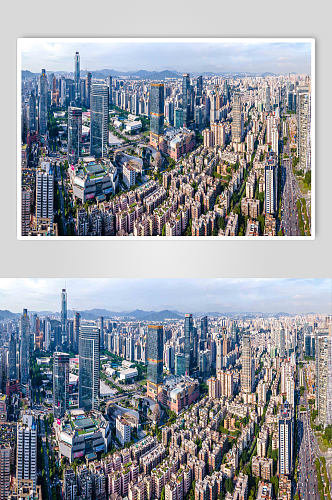 摄影图片全景航拍广州天河区城市建筑群