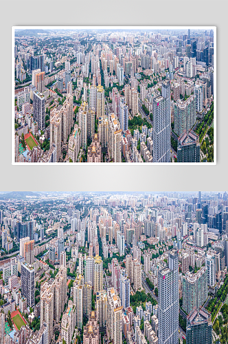 摄影图片全景航拍广州天河区城市建筑群天际线