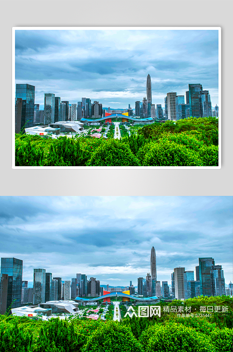 摄影图片深圳城市建筑云朵天际线背景素材