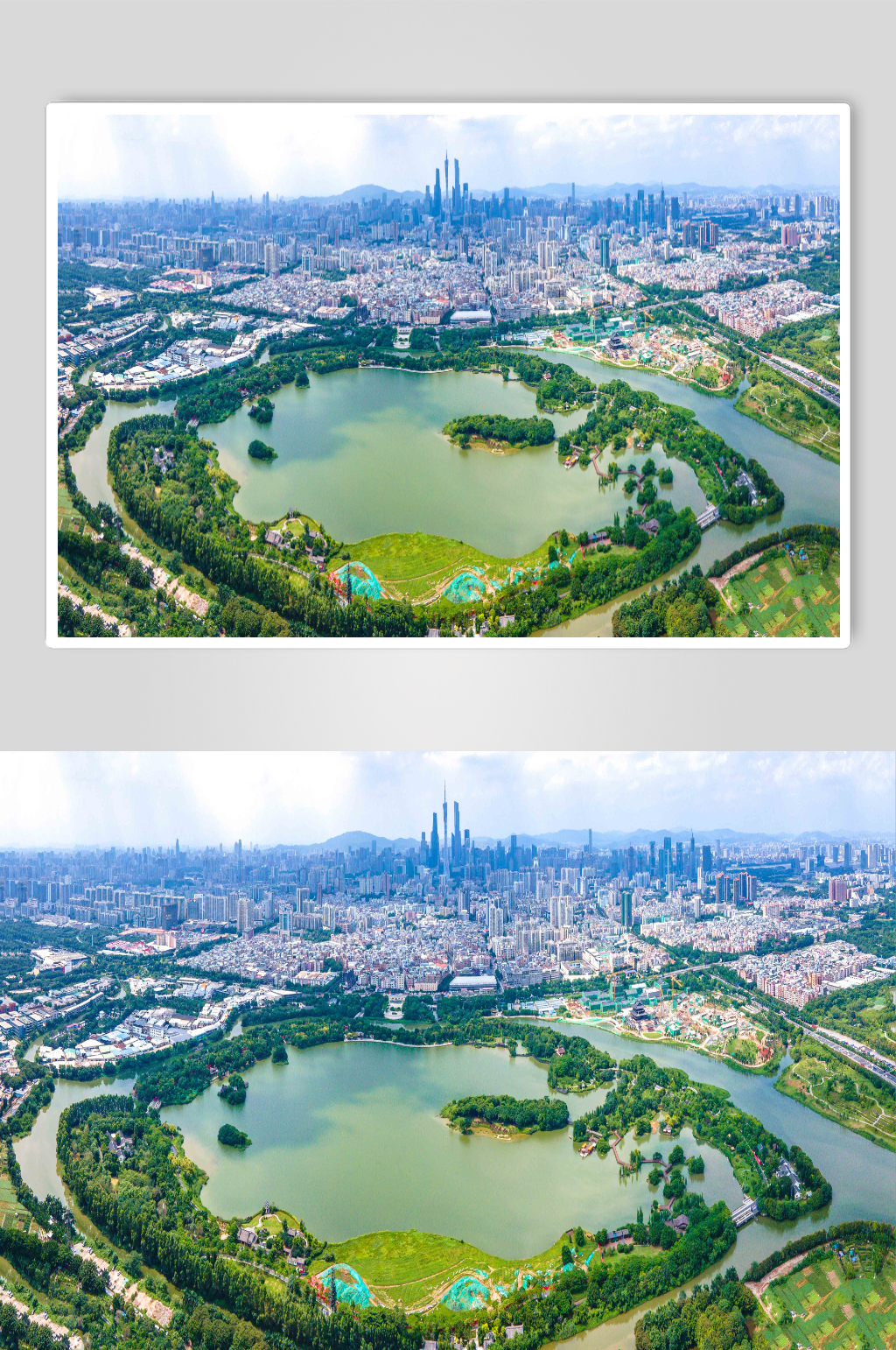 摄影图片航拍全景海珠湖公园城市建筑群素材