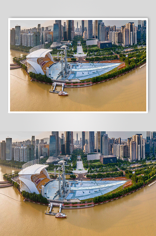摄影图片航拍广州亚运会公园场馆海心沙