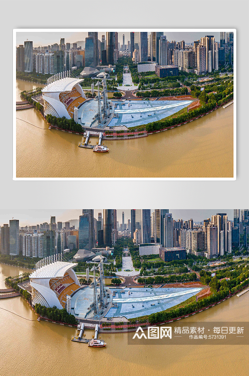 摄影图片航拍广州亚运会公园场馆海心沙素材