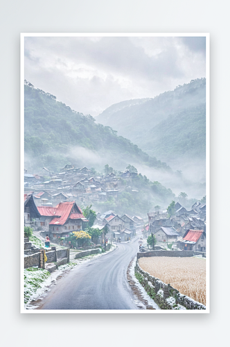 雨水色影筑白清爽壁纸然山自然景