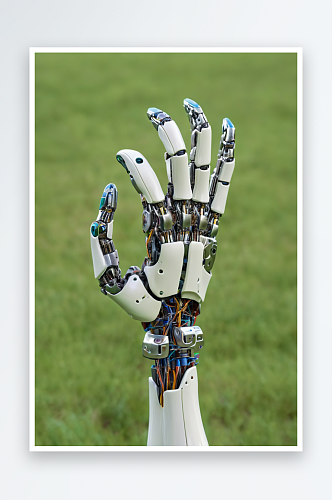 人工智能头机械手人工智能立方体城蓝色光树