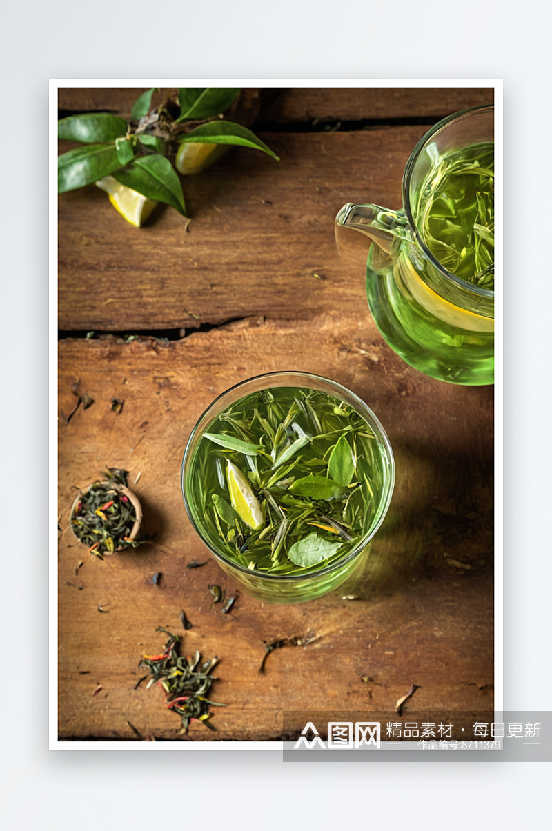毛尖绿茶茶壶茶叶图片照片素材素材