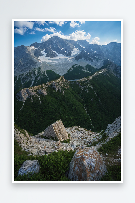 山脉山水意境山中天空河流庭院绿色图片