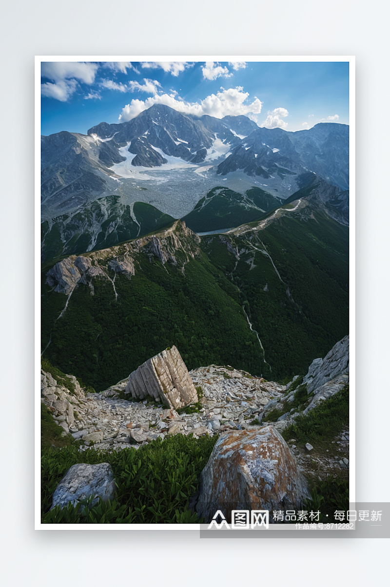 山脉山水意境山中天空河流庭院绿色图片素材