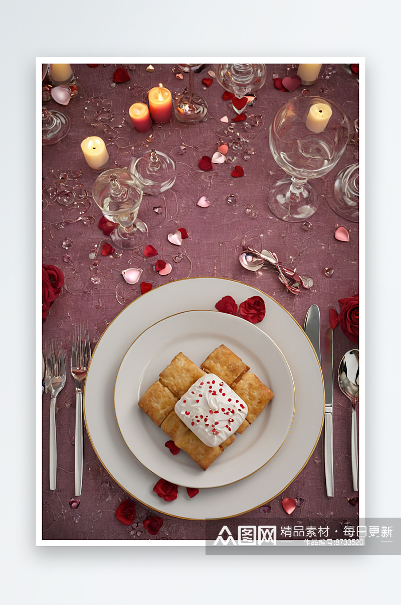 心形情人节粉色情人节餐桌心形背景图片素材