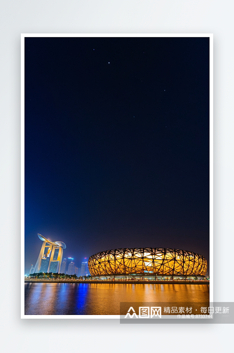 夜景鸟巢夜景体南昌大桥住宅楼古建筑图片星素材