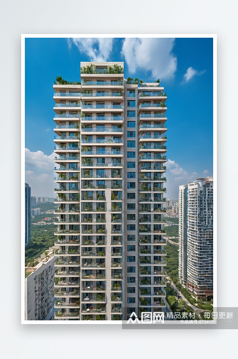 高楼城市小区景观绿化建筑图片素材