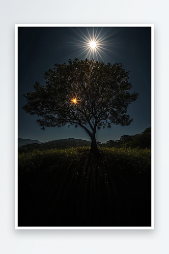 树干灯光树光树木树叶树莓图片照片