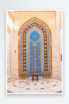 阿曼马斯喀特苏丹卡布斯大清真寺带有复杂瓷