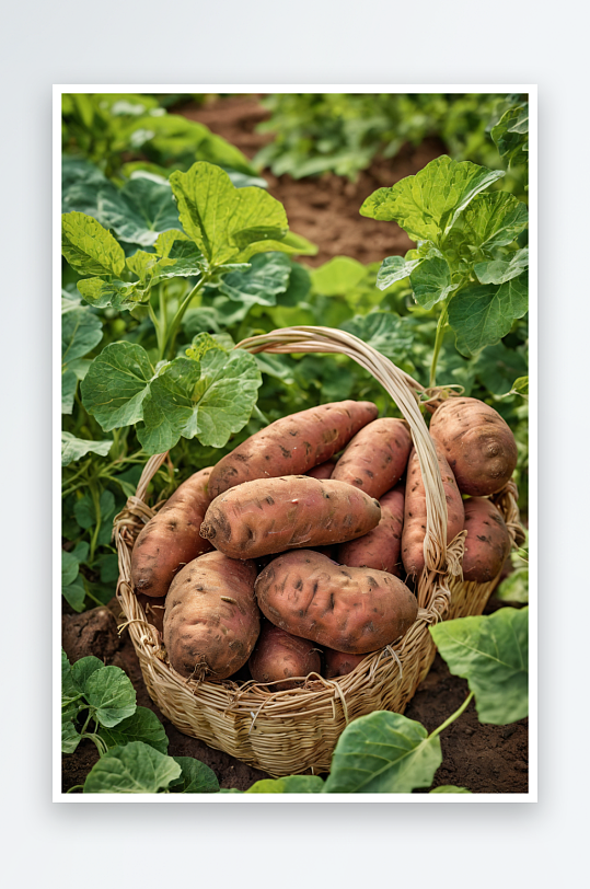 红薯烤红薯地瓜绿色植物图片
