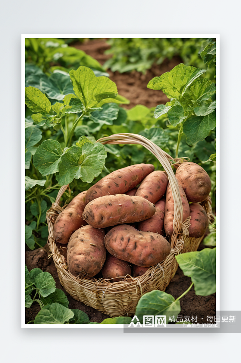 红薯烤红薯地瓜绿色植物图片素材