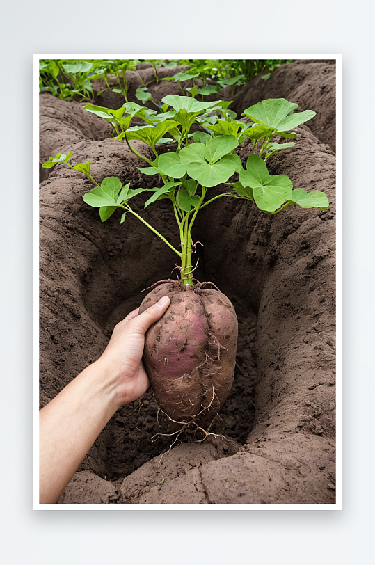 红薯烤红薯地瓜绿色植物图片