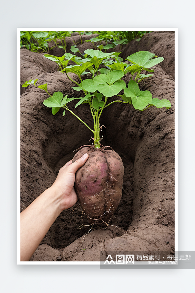 红薯烤红薯地瓜绿色植物图片素材