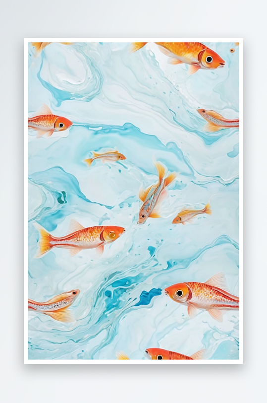 背录抽象彩绘泼墨水彩泼墨形流动艺术鱼