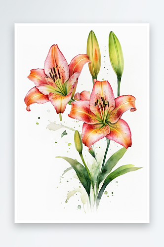 画水墨花卉系列第一季共1000幅水墨百合