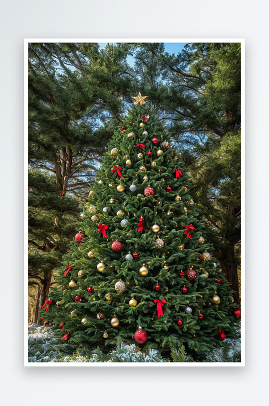 公园雪景树干树林圣诞树树楼梯圣诞元素图片