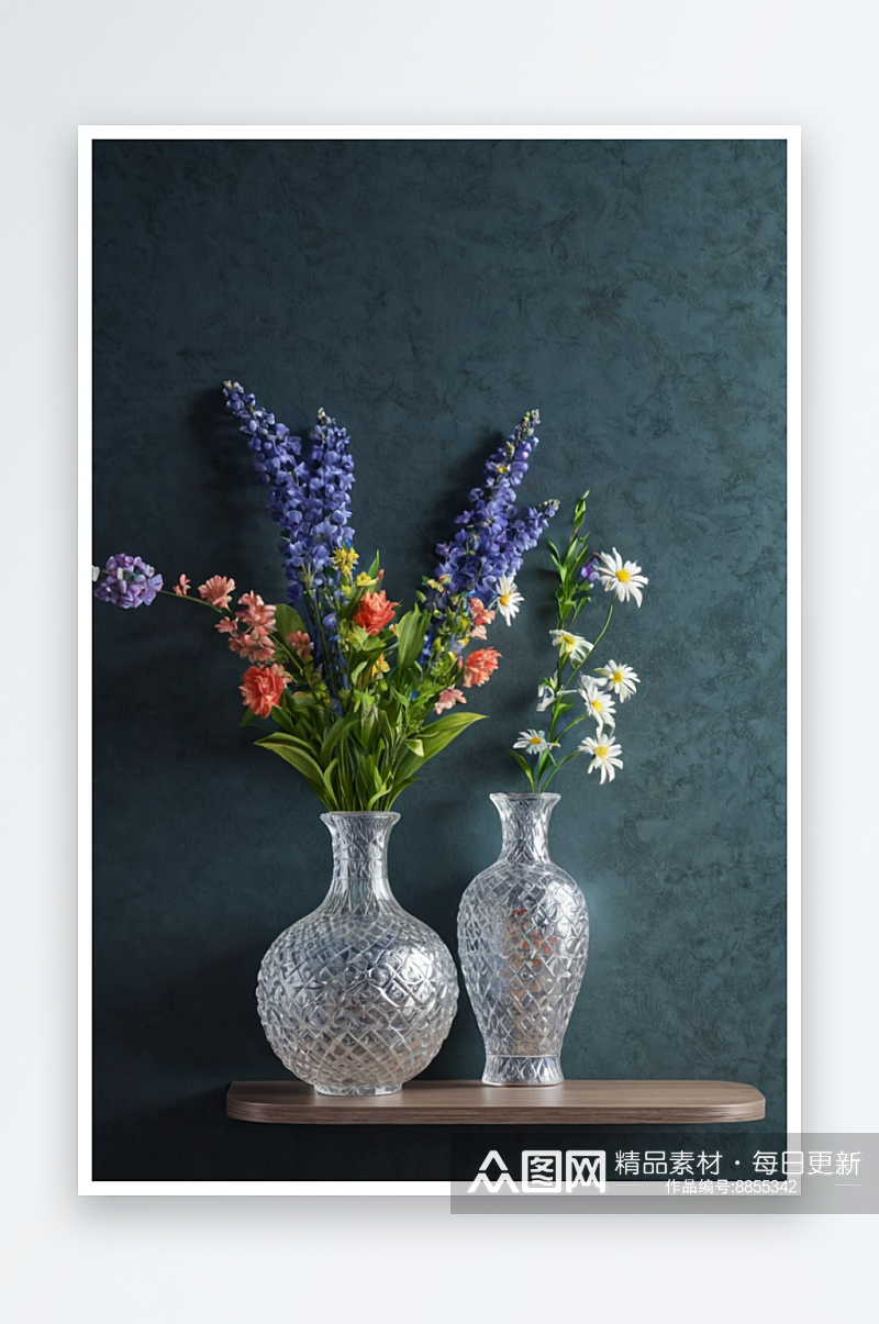 花瓶花束靠墙玻璃瓶桌子茶几瓶图片素材