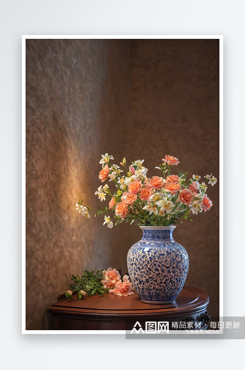 花瓶桌子上花束靠墙玻璃瓶桌子茶几瓶图片素材