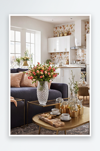 花瓶桌子上花束靠墙玻璃瓶桌子茶几瓶图片
