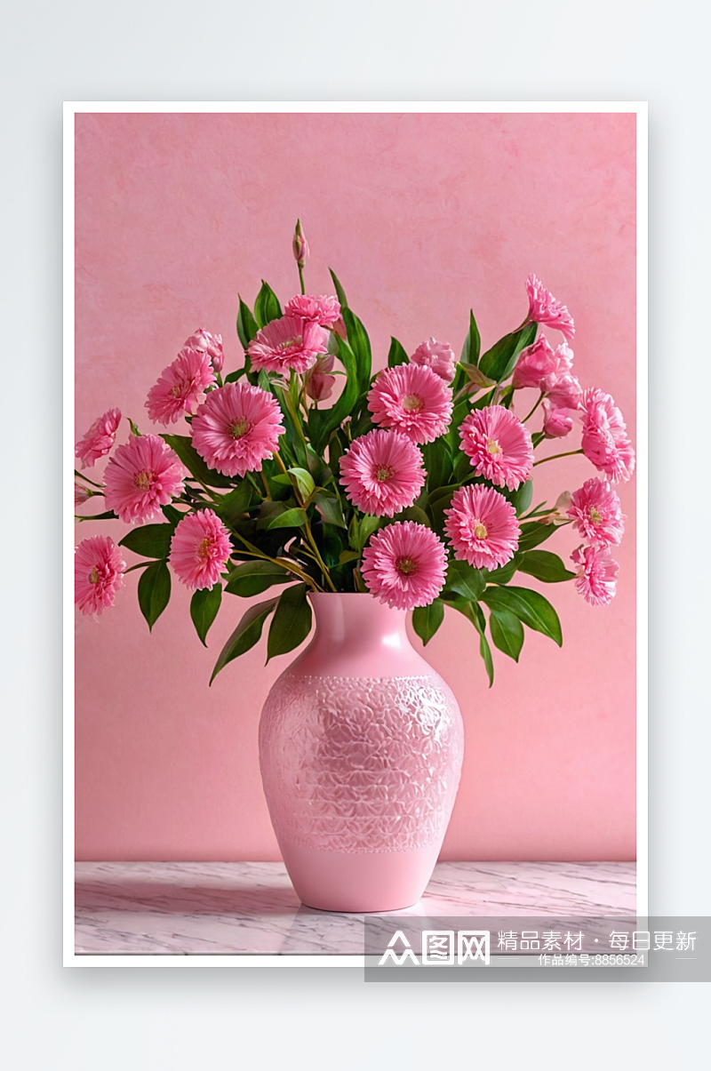 花朵粉红花花束花瓶金色沙发郁金香图片素材