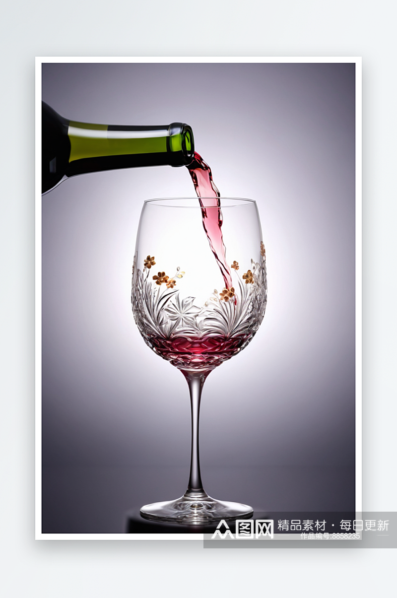 红酒酒杯酒具空酒杯倒酒画框酒瓶图片素材