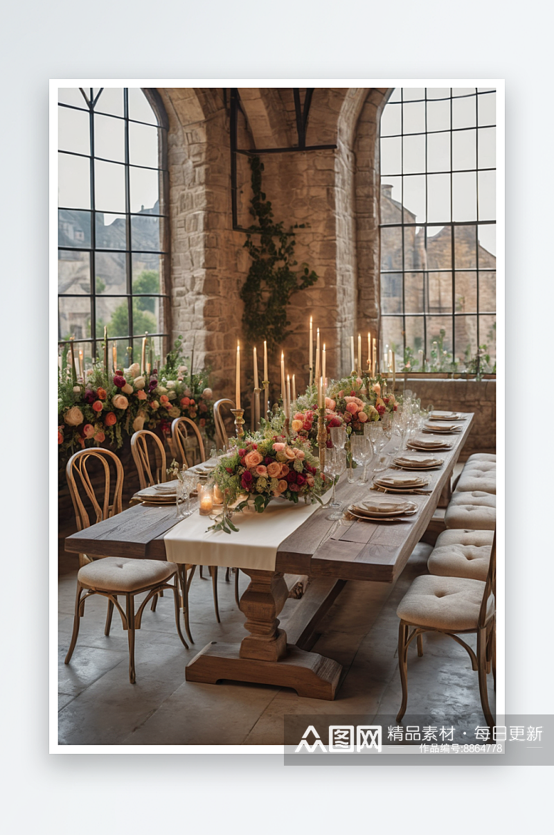 风格中世纪现代婚礼桌子仓库图片素材