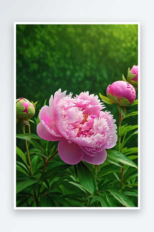 牡丹粉色花朵花纹花瓶近景自然美纯净图片