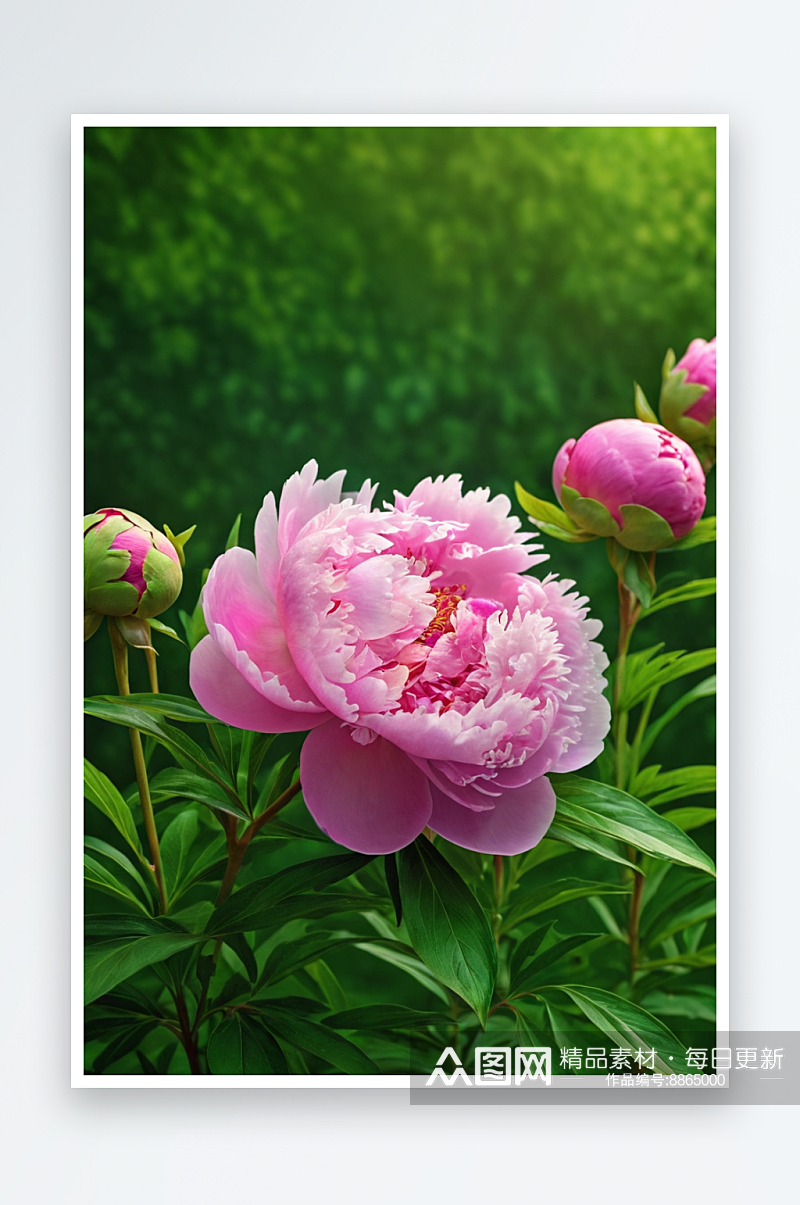 牡丹粉色花朵花纹花瓶近景自然美纯净图片素材