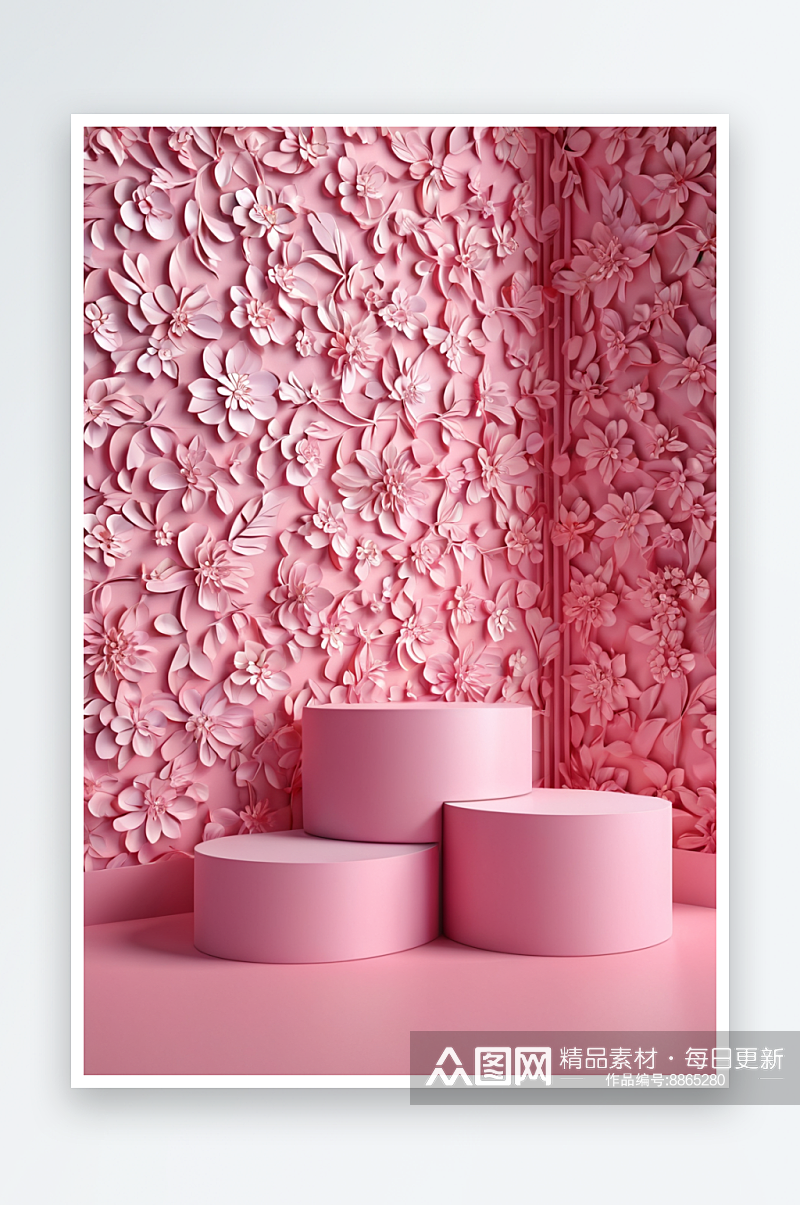 粉色产品展台三维图形图片素材