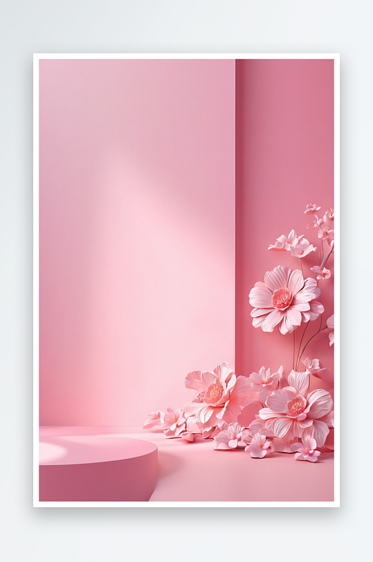 粉色产品展台三维图形背景图片
