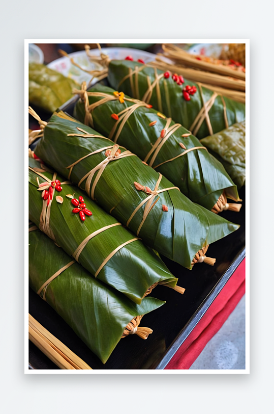 端午节图片绿色粽子包粽子美味食物图片