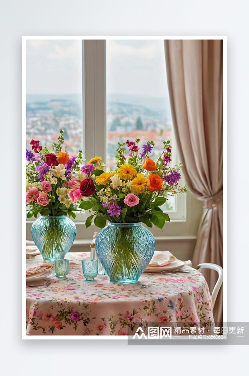 花瓶瓷瓶茶杯花束玻璃花瓶瓷花瓶图片照片素材