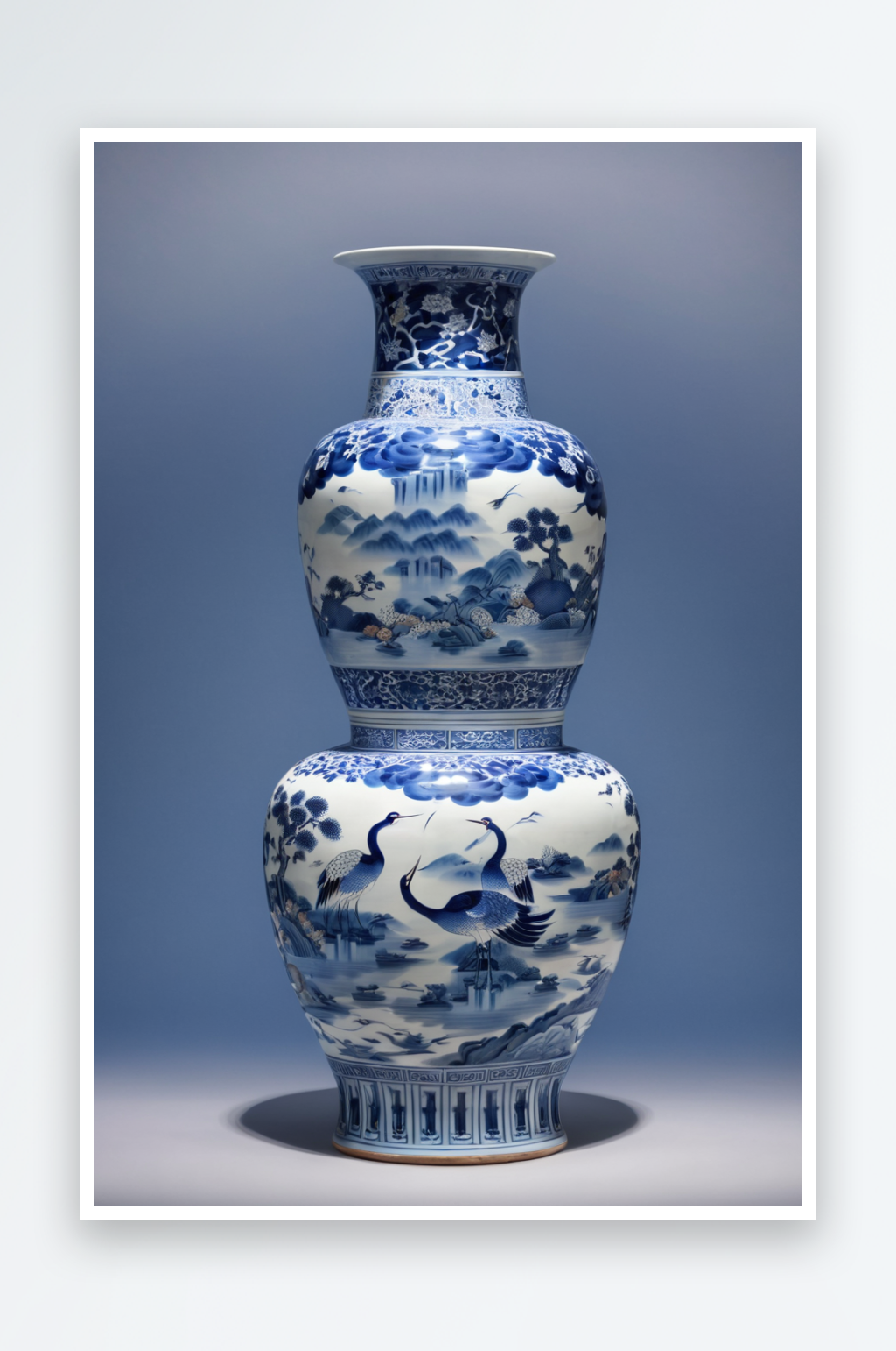 博物馆青花八仙云鹤图葫芦瓶明嘉靖图片素材