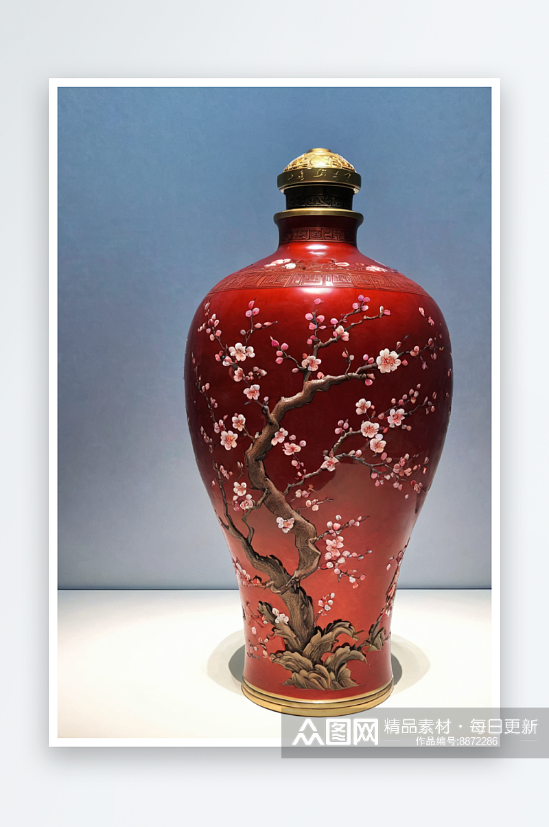 博物馆祭红釉梅瓶清康熙图片素材