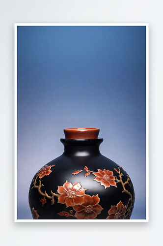 博物馆吉州窑黑釉剔花折枝梅纹梅瓶宋图片