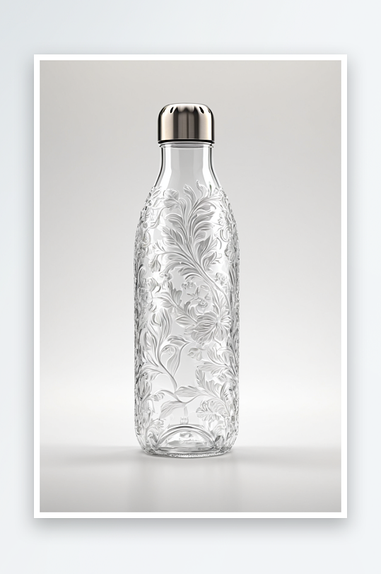 背光玻璃水瓶孤立白色图片
