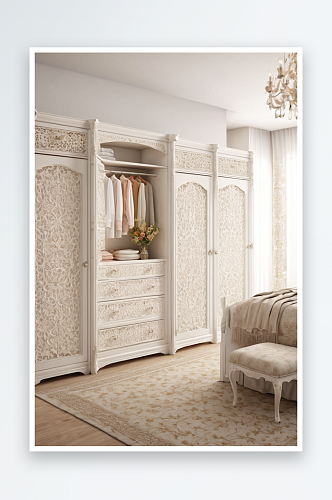 白色衣柜地中海式卧室装饰图片