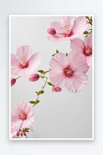 白色背景下粉色花朵特写图片