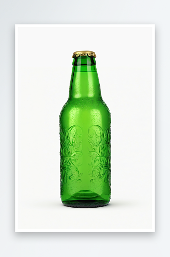 白色背景上绿色啤酒瓶图片