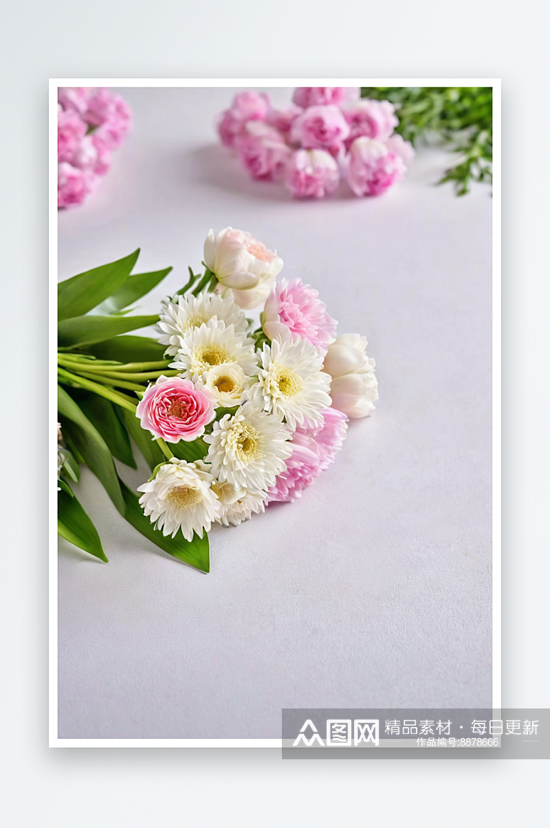 白色背景花束花瓣花朵图片素材