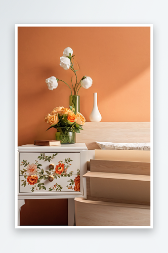 白木床头柜现代设计师床头柜孤立白色背景上